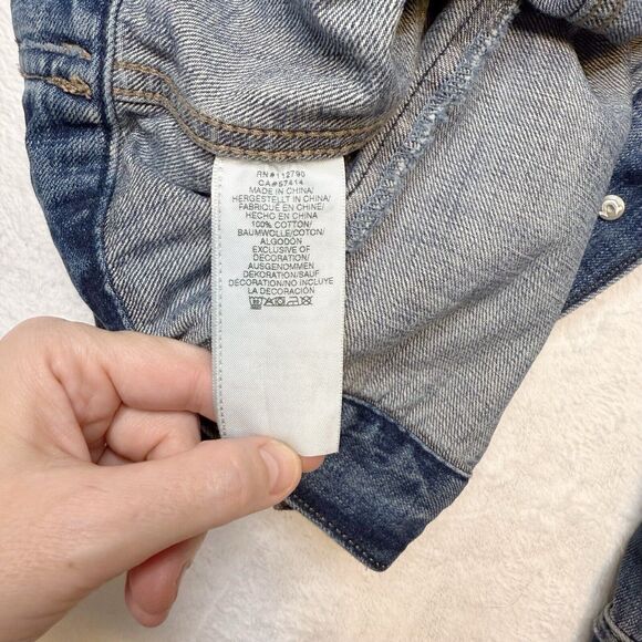 TRUE RELIGION Dylan Distressed Denim Trucker Jacket Flap Pockets Indigo Mens L - Picture 12 of 12